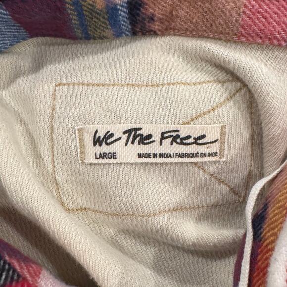 FREE PEOPLE Isabelle Plaid Trim Thermal Henley In Mink Combo Size Large - Picture 9 of 12